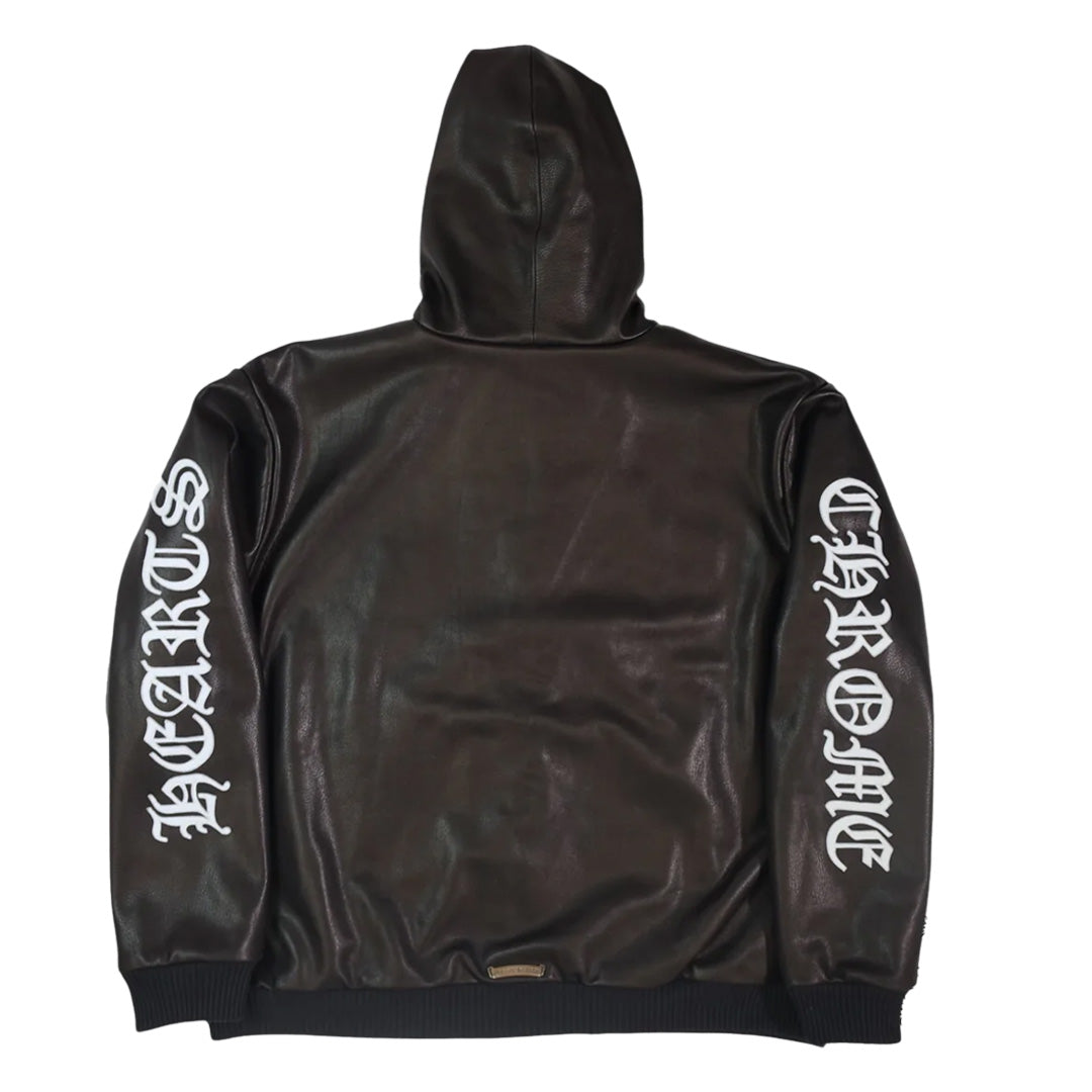 Chrome Hearts Leather Zip Up Hoodie Black
