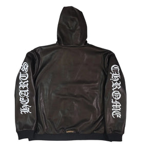 Chrome Hearts Leather Zip Up Hoodie Black