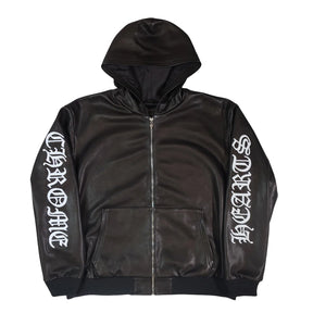 Chrome Hearts Leather Zip Up Hoodie Black