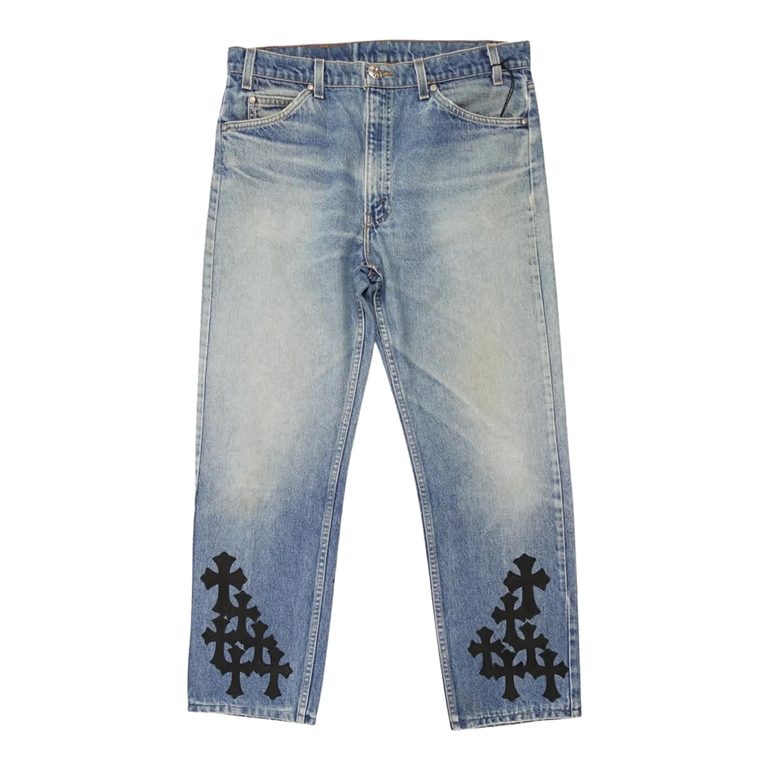 Chrome Hearts Black Cross Patch Jeans