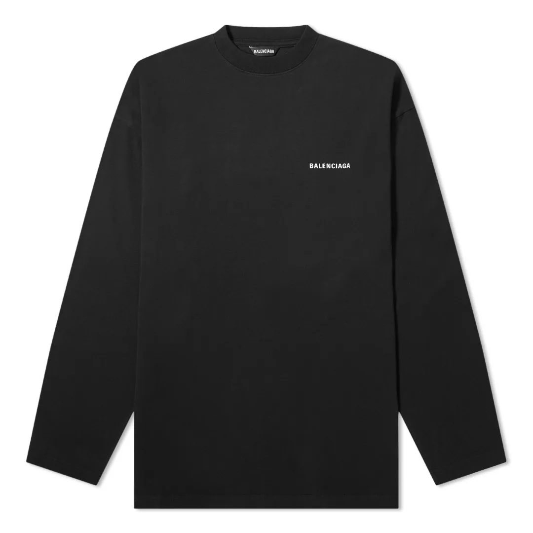 Balenciaga Classic Black Logo Long Sleeve T-Shirt
