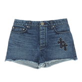 Chrome Hearts Cross Patch Denim Shorts (Womens)