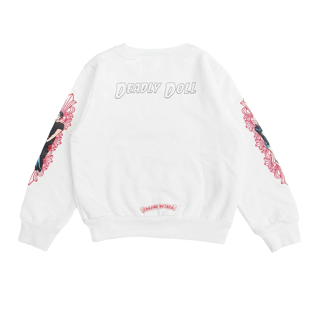Chrome Hearts x Deadly Doll Horseshoe White Crewneck Sweatshirt (Kids)