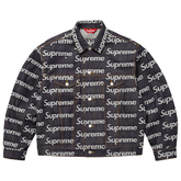 Supreme Jacquard Logos Denim Trucker Jacket Rigid Indigo