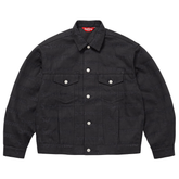 Supreme Jacquard Logos Denim Trucker Jacket Black