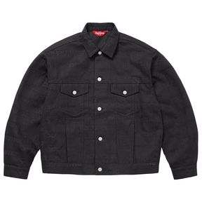 Supreme Jacquard Logos Denim Trucker Jacket Black