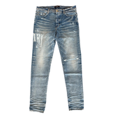 Amiri Distressed Logo Jeans Clay Indigo