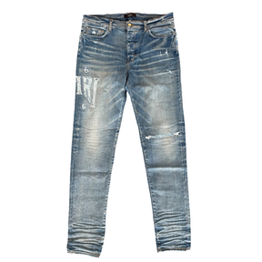 Amiri Distressed Logo Jeans Clay Indigo