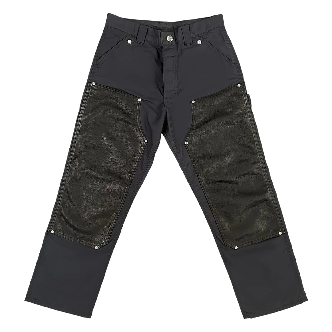 Chrome Hearts Leather Double Knee Carpenter Pants Black