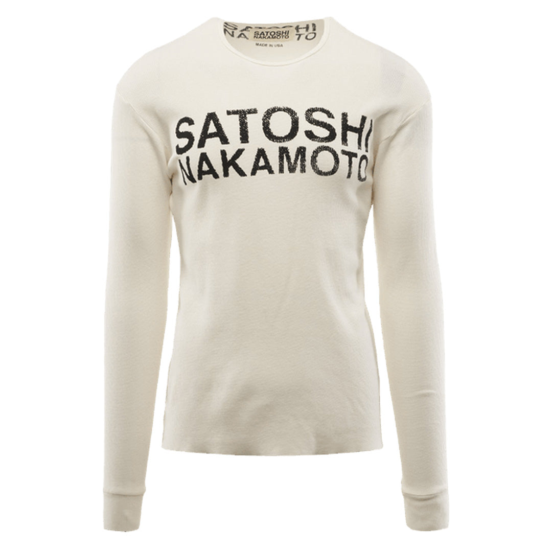 Satoshi Nakamoto Logo Thermal Long Sleeve T-Shirt White