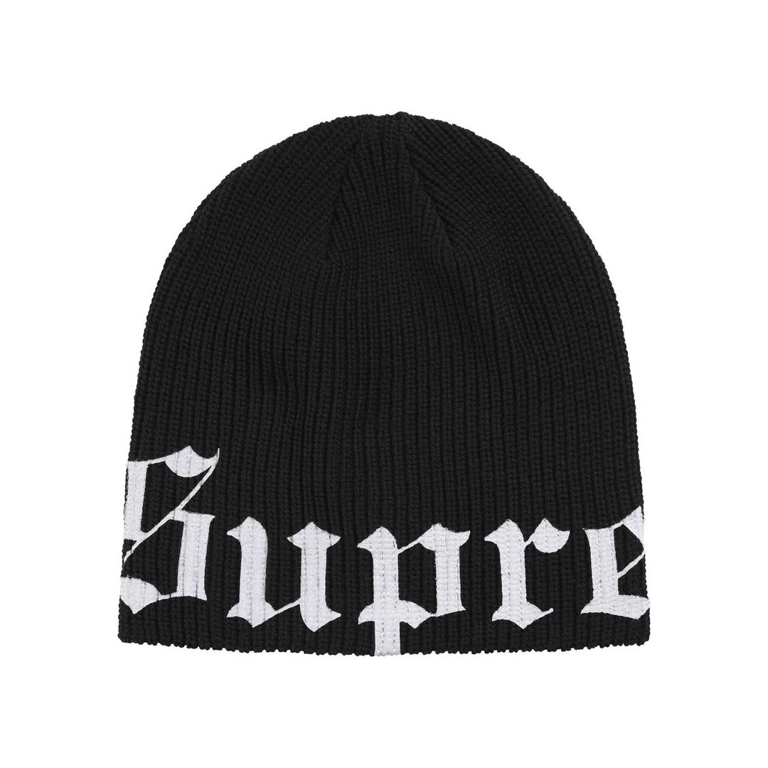 Supreme Old English Printed Beanie Black