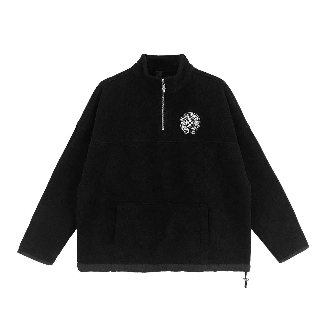 Chrome Hearts Quarter Zip Horse Shoe Fleece Jacket Black