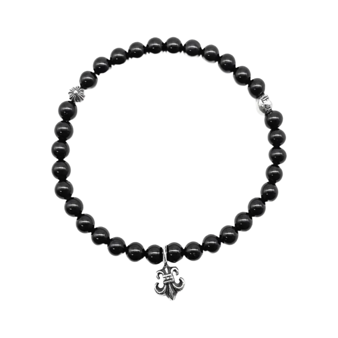 Chrome Hearts Silver Fleur de Lys Beaded Bracelet