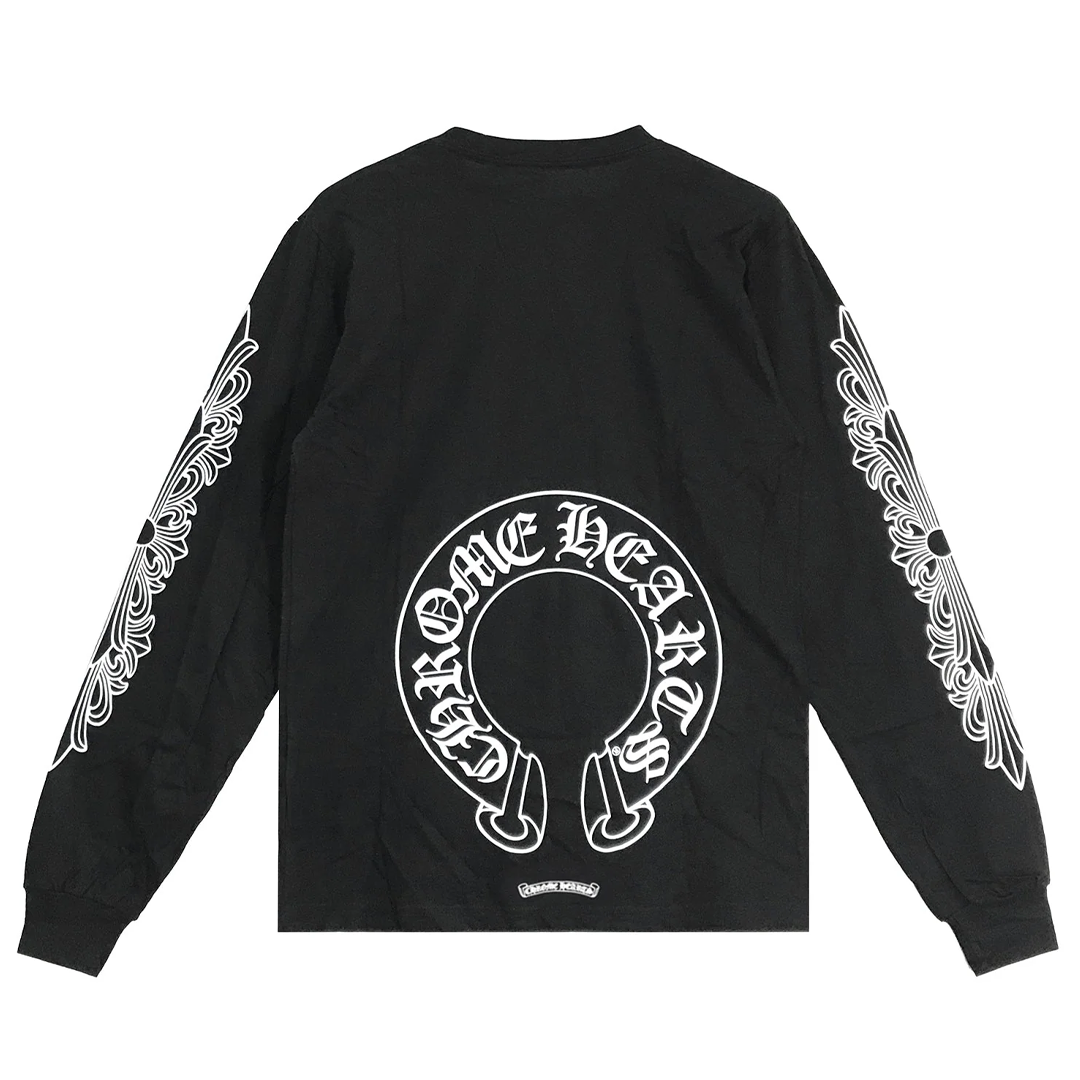 Chrome Hearts Floral Horseshoe Long Sleeve T-Shirt Black