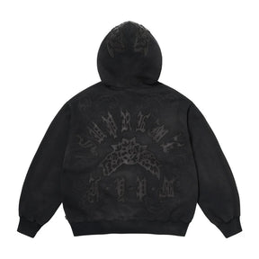 Supreme Leather Applique Zip Up Black