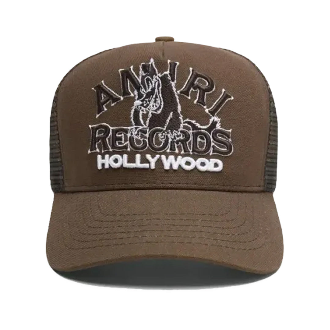 Amiri Wolf Records Trucker Hat Brown
