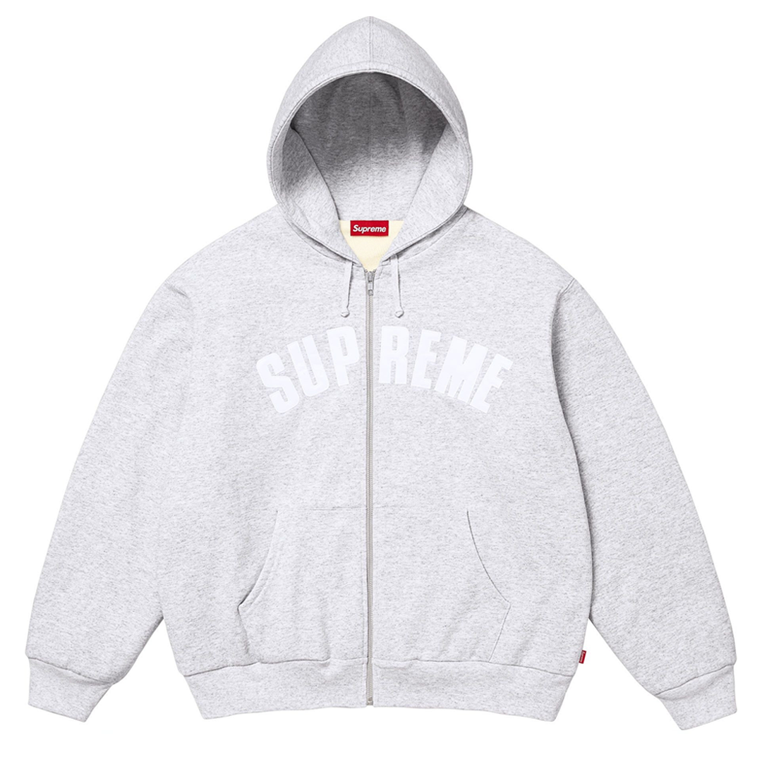 Supreme Arc Thermal Lined Zip Up Hoodie Grey