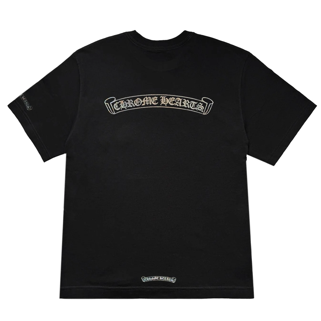Chrome Hearts Scroll Logo T-Shirt Black Iridescent
