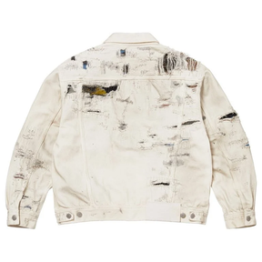 Supreme x MM6 Maison Margiela White Distressed Selvedge Denim Trucker Jacket