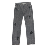 Chrome Hearts Levis Cross Patch Jeans Washed Black