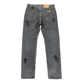 Chrome Hearts Levis Cross Patch Jeans Washed Black