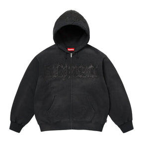 Supreme Leather Applique Zip Up Black