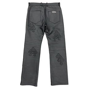 Chrome Hearts Cross Patches Leather Pants Black