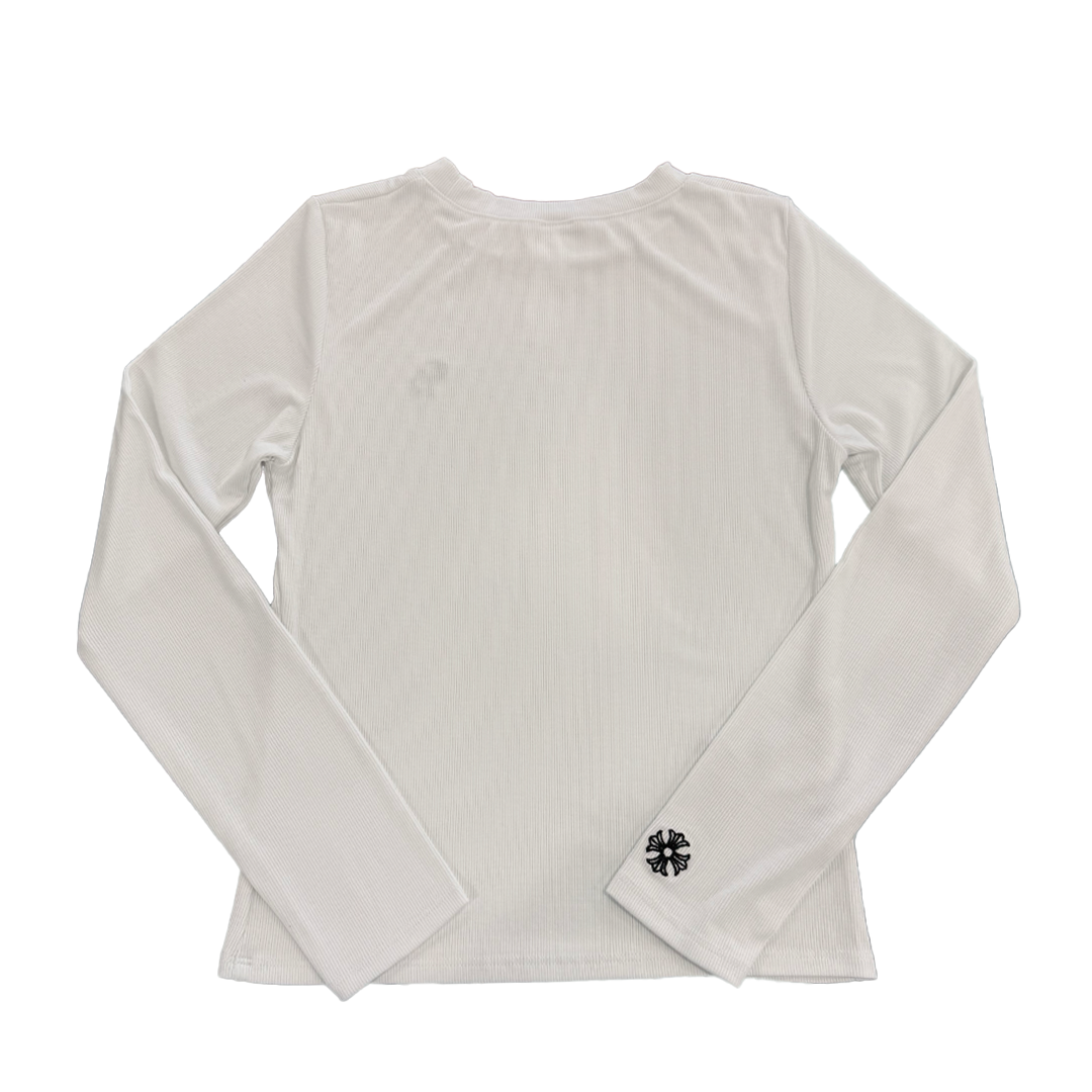 Chrome Hearts Embroidered Ribbed Long Sleeve White