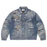 Supreme x MM6 Maison Margiela Blue Distressed Selvedge Denim Trucker Jacket