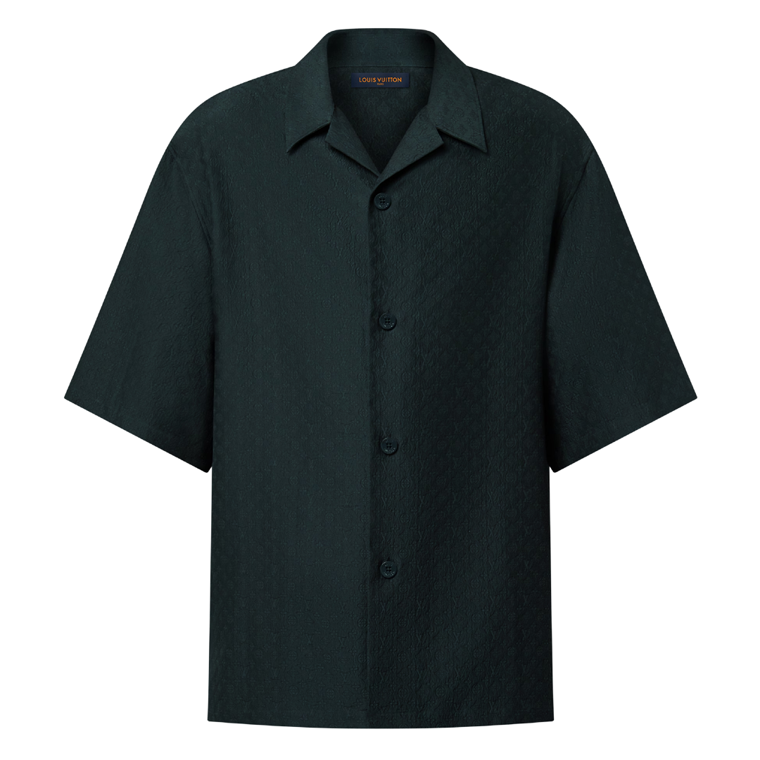 Louis Vuitton Black Mini Monogram Silk-Cotton Blend Short-Sleeved Shirt