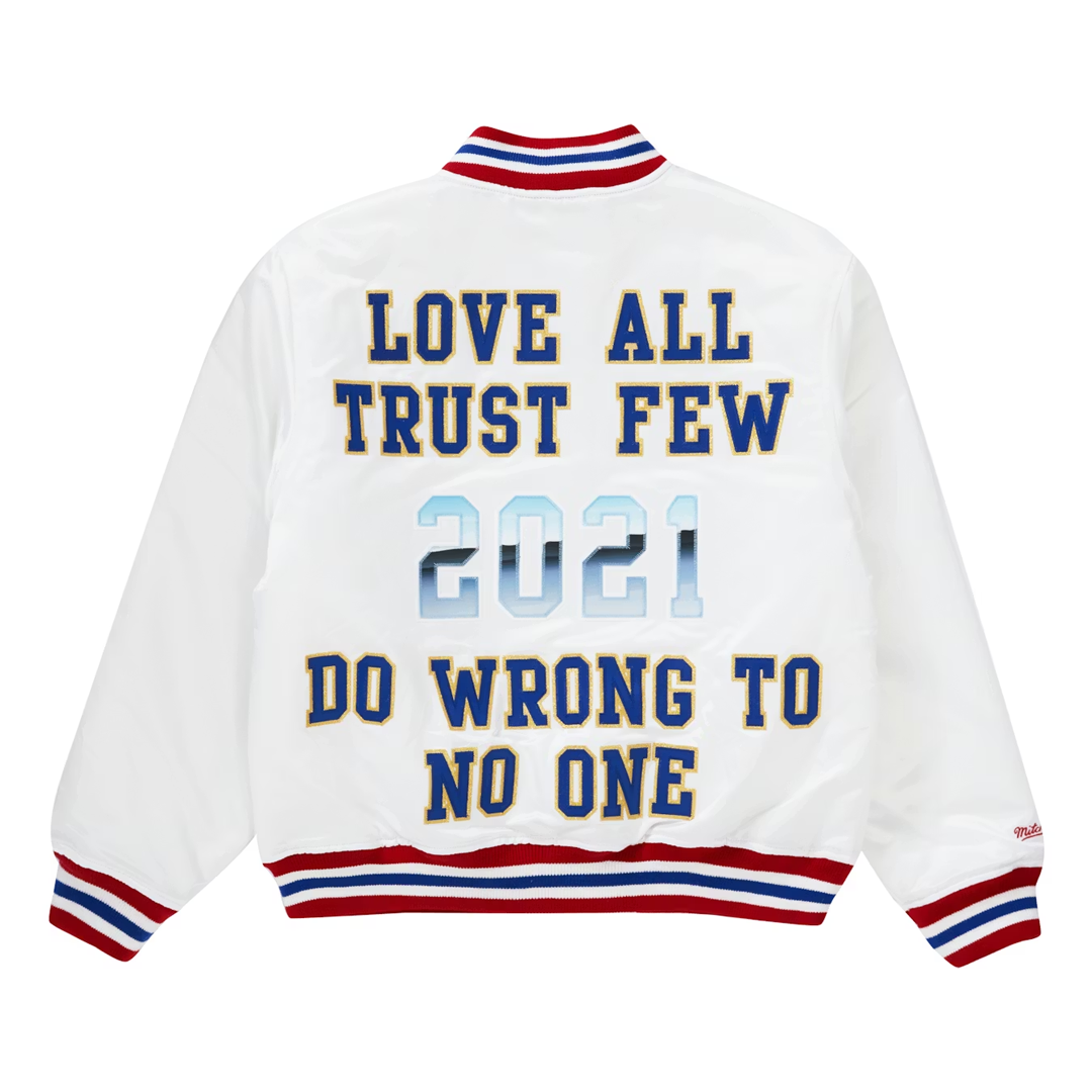 Supreme x Mitchell & Ness Love All Trust Few Bomber Jacket