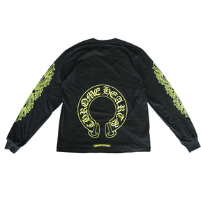 Chrome Hearts Neon Green Horseshoe Long Sleeve T-Shirt