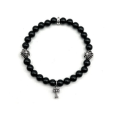 Chrome Hearts Silver Cross Beaded Bracelet