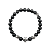 Chrome Hearts Silver CH Plus Beaded Bracelet