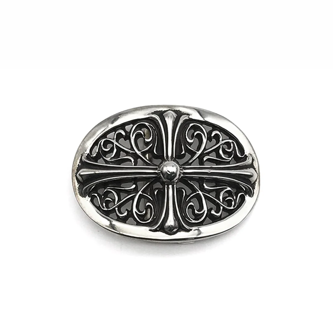 Chrome Hearts Small Oval Star Silver Belt Buckle
