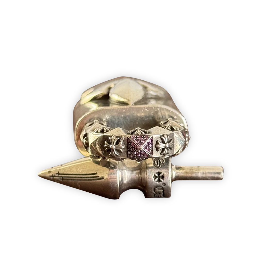 Chrome Hearts Silver Padlock w/ Pink Sapphire Pendant (Pendant Only)