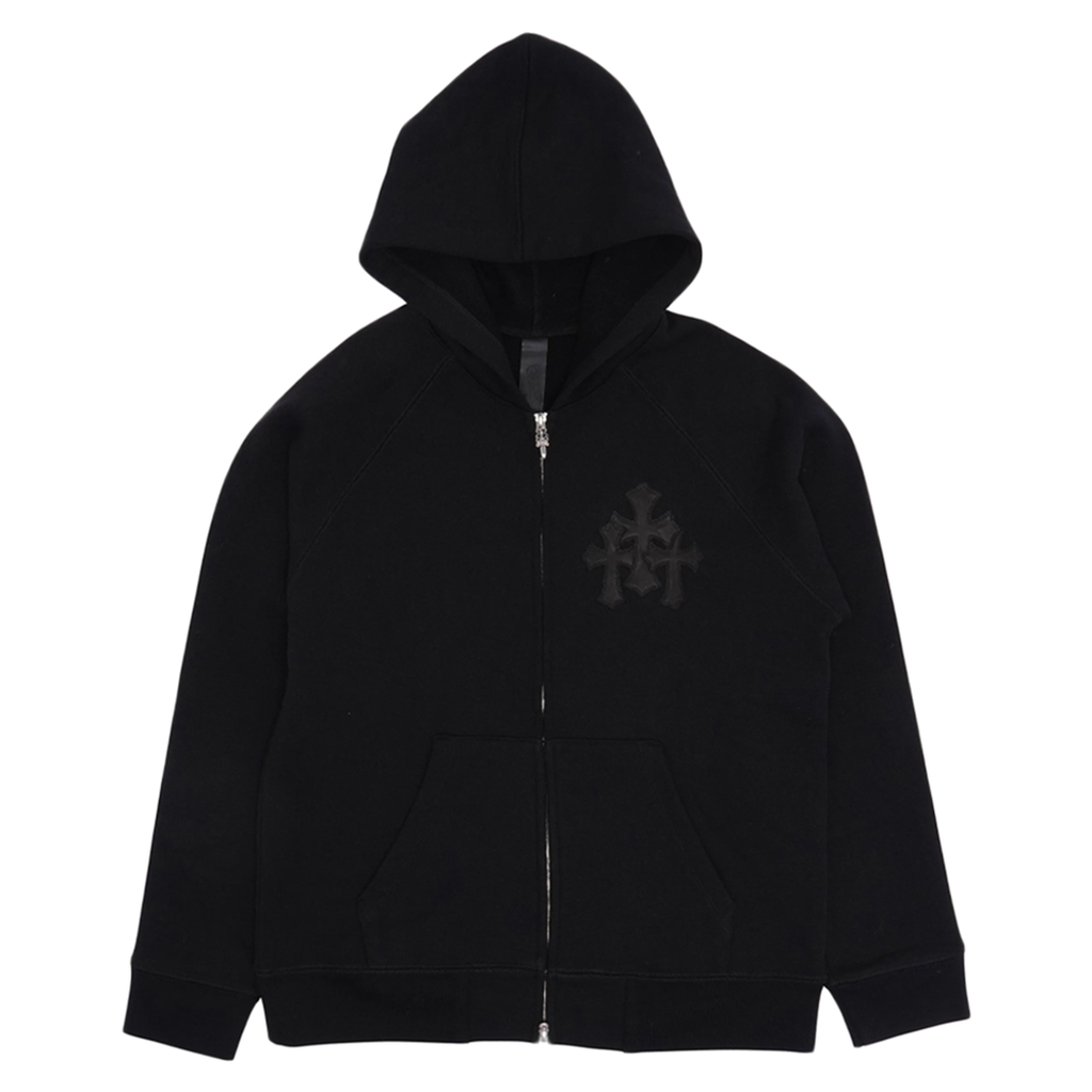 Chrome Hearts Paper Jam Triple Cross Zip Up Hoodie Black | Kenshi