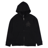 Chrome Hearts Paper Jam Triple Cross Zip Up Hoodie Black