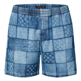 Louis Vuitton Lasered Signature Patchwork Denim Shorts