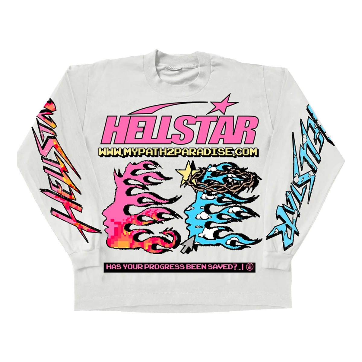 Hellstar Pixel Racer Long Sleeve White