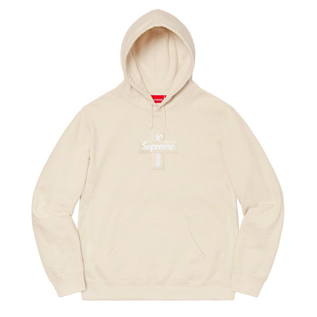 Supreme Cross Box Logo Hoodie Natural Beige