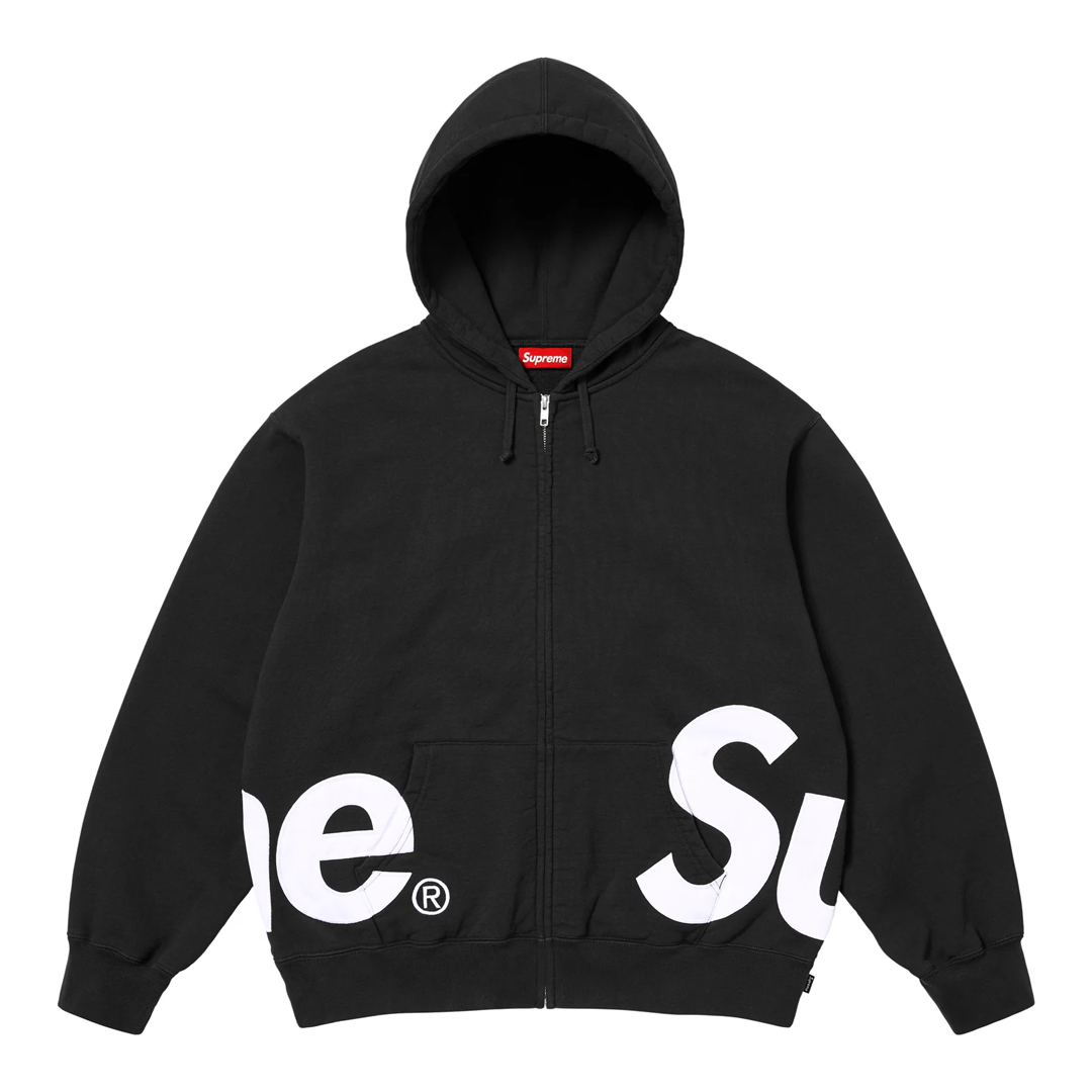 Supreme Big Logo Zip Up Hoodie Black