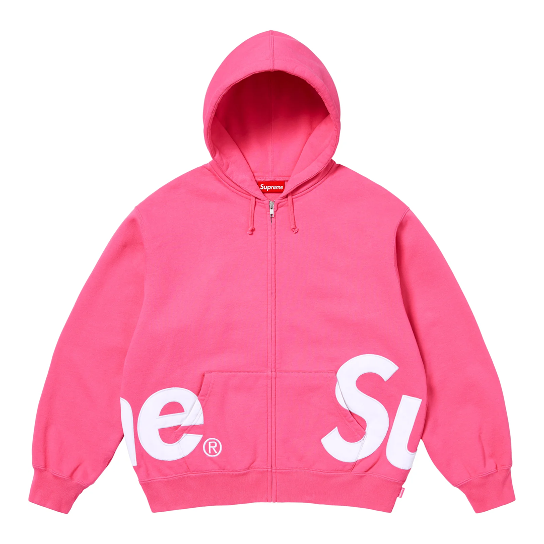 Supreme Big Logo Zip Up Hoodie Pink
