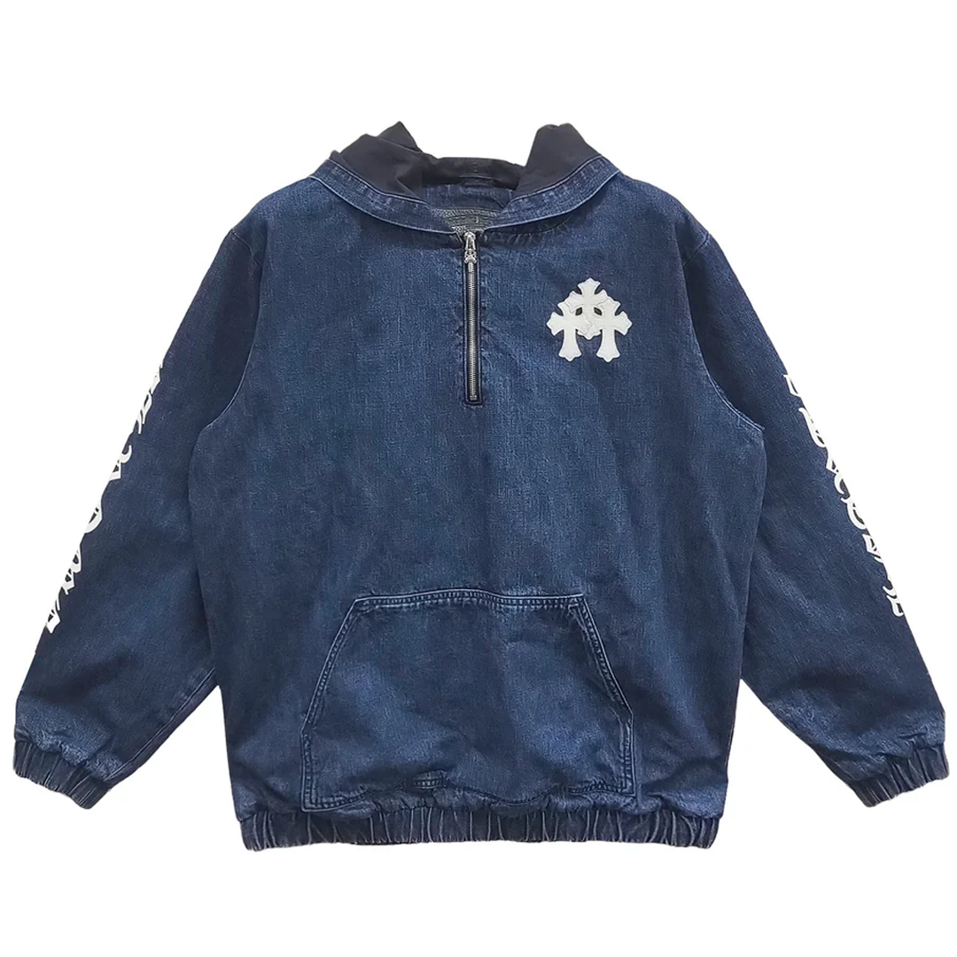 Chrome Hearts Cross Patch Denim Quarter Zip Jacket