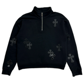 Chrome Hearts Cross Patch Quarter Zip Sweatshirt Black
