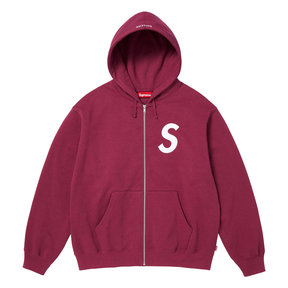Supreme S Logo Zip Up Hoodie Raspberry