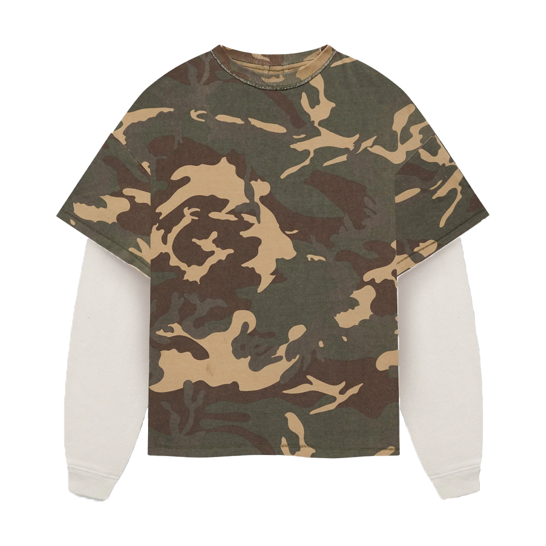 Rhude Camo Double Layered Long Sleeve T-Shirt