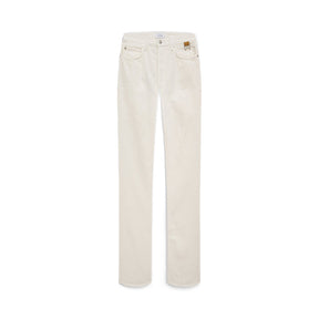 Rhude Embroidered Crest Logo Jeans Cream