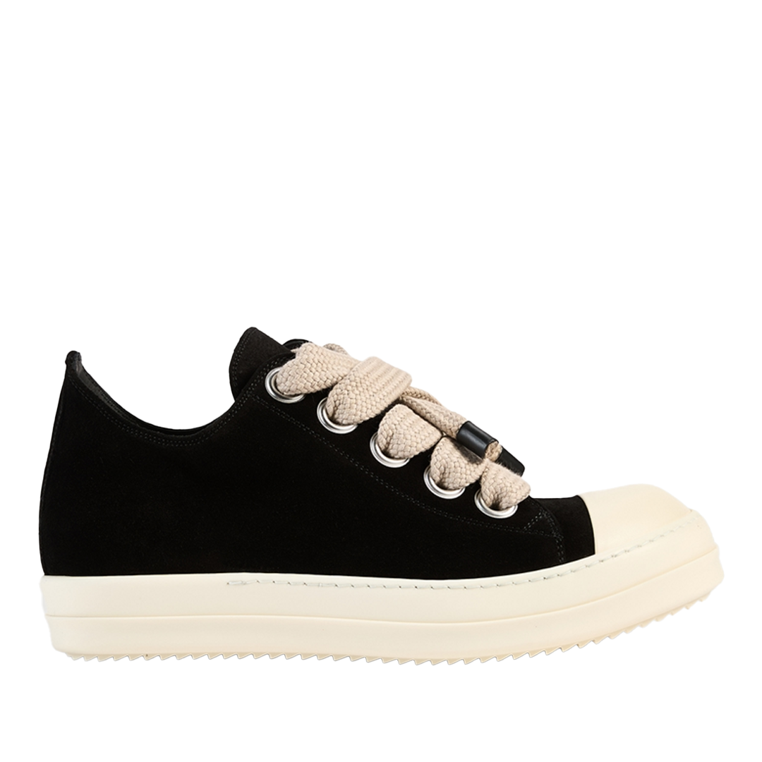 Rick Owens Black Jumbolaced Suede Low Sneakers