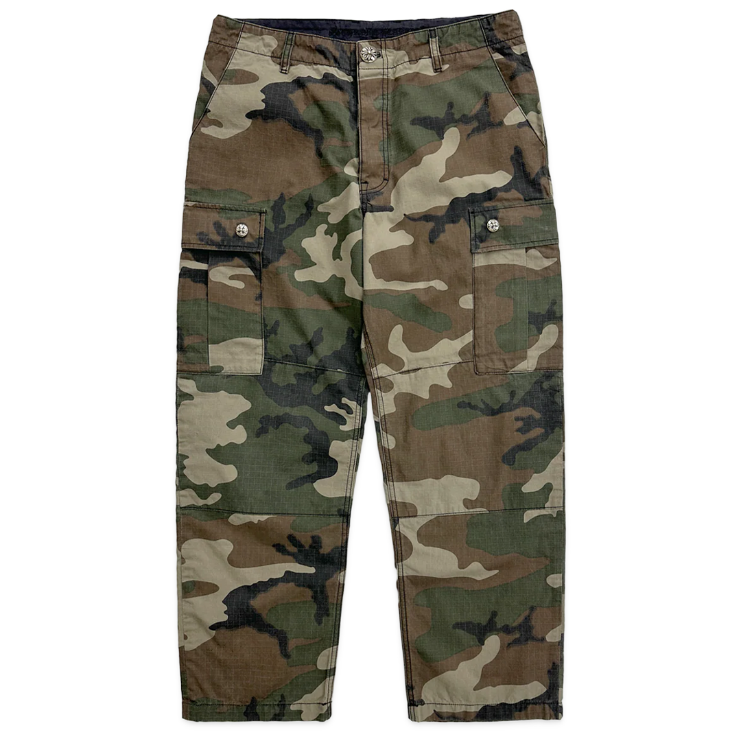 Chrome Hearts Black Patch Camo Cargo Ripstop Pants